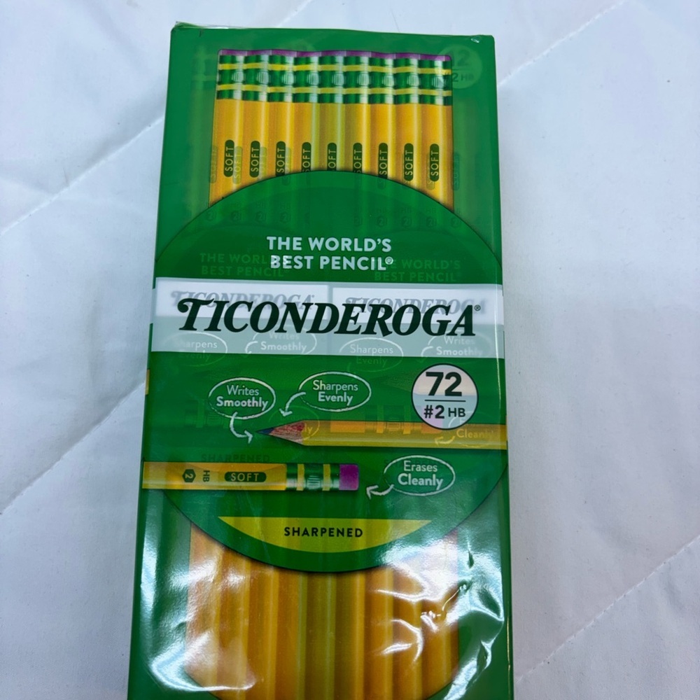 Ticonderoga 72ct Pencil Presharp Yellow:
Sharpened, Erasable, 2.2mm Point